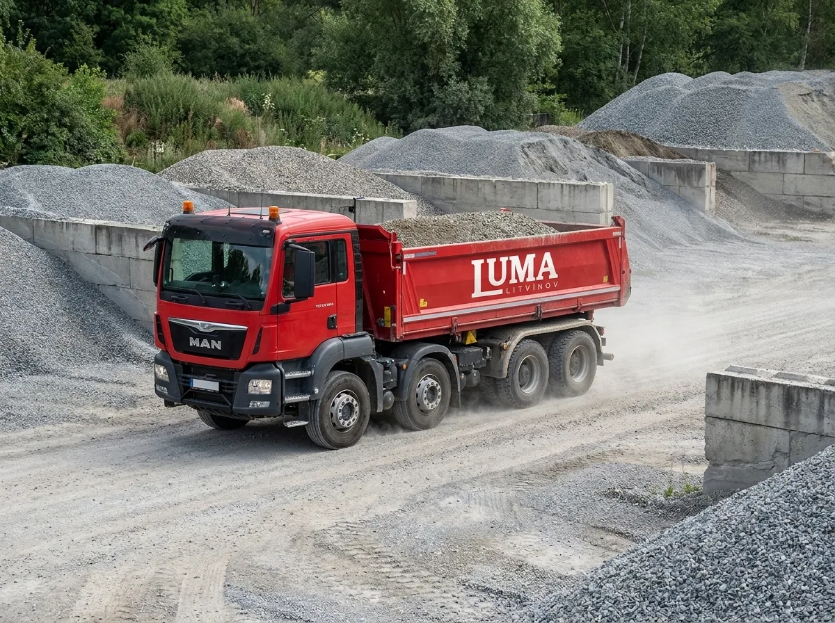 Nákladní vůz LUMA Litvínov při nakládce materiálu